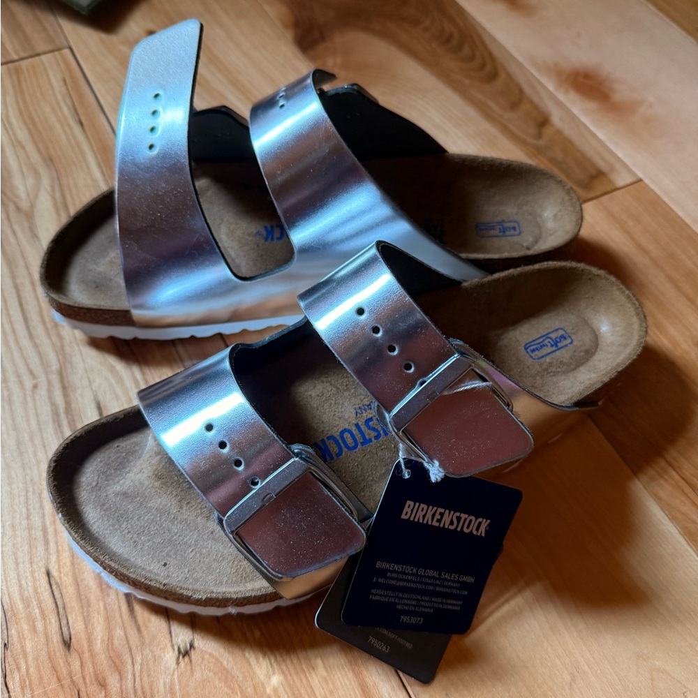 Birkenstock Metallic Silver Sandals